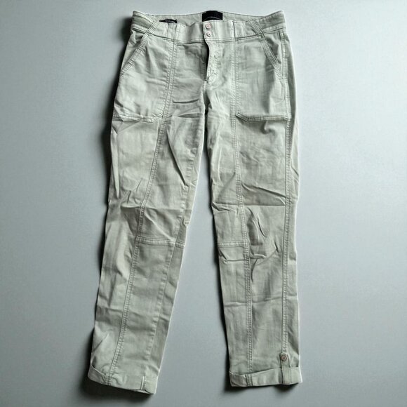 WHBM WHITE HOUSE BLACK MARKET Light Green Midrise Striaght Crop Pants Size 4 - Picture 1 of 8